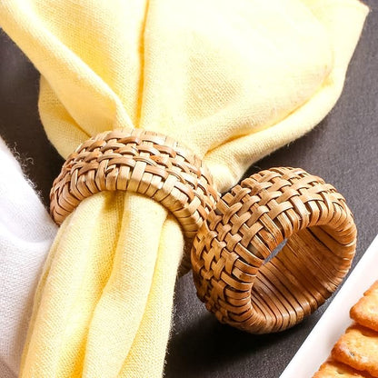 Lightnpro Natural Rattan Decorative Napkin Rings Set of 12, Serviette Napkin Rings Bulk for Party Decoration, Table Top Décor for Dinning Table, Everyday, Christmas, Easter Family Gatherings