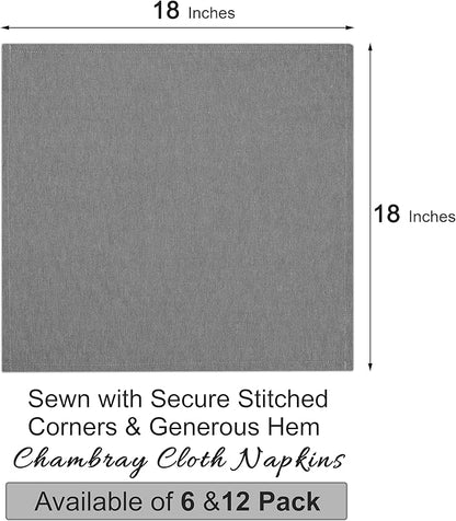 Ruvanti Cloth Napkins Set of 12, 18x18 Reusable Napkins Cloth Washable, Soft & Durable Table Napkin, Poly Cotton Fabric Dinner Napkins for Parties, Christmas, Thanksgiving, Weddings - Black Beauty