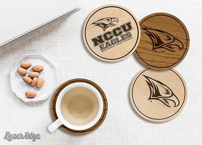 LazerEdge NC Central Eagles Wooden Coaster Set - Maple Wood - Officially Licensed Product - 4-Pack