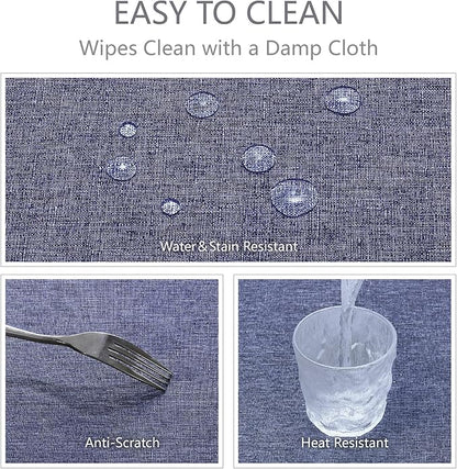 Rectangle Tablecloth Linen Textured Waterproof & Stain Resistant Table Cloth Wrinkle Free Decorative Fabric Farmhouse Table Cover for Dining/Party/Buffet/Wedding, 60 x 104 Inch, Demin Blue