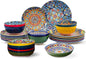 24 Pieces Dinnerware Sets, Ceramic Plates and Bowls Set, Microwave and by Romatlink