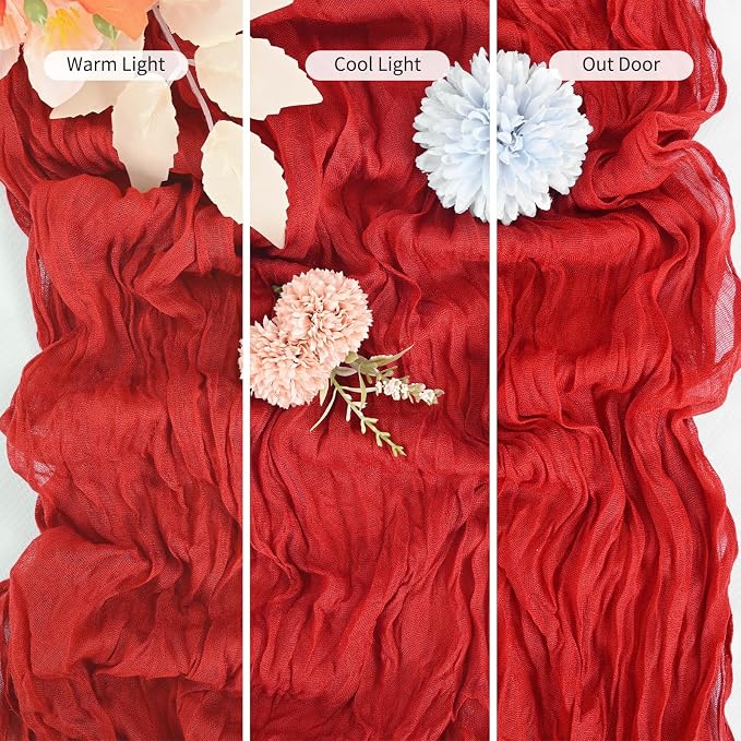 15 Pack Red Table Runner 17 x 108inch Cheesecloth Table Runner Boho Gauze Table - Image 6