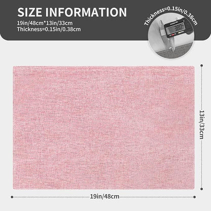 Cloth Placemats, Set of 4 Heat-Resistant Cotton Linen Blend Double Layered Machine Washable Place Mats, Wrinkle Free Thick Fabric Dining Table Mats for Indoors & Outdoors (Baby Pink, 4)