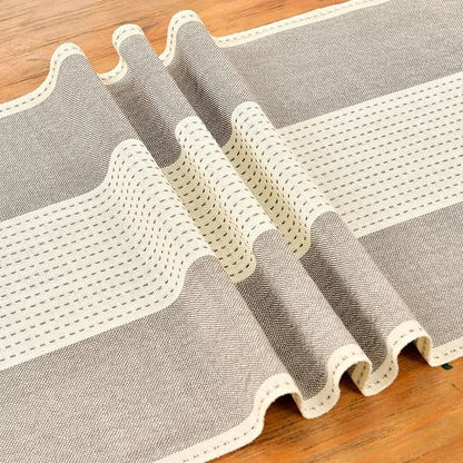 Wracra Linen Table Runner, Stripe Table Runners 36 Inches Long Coffee | - Image 2