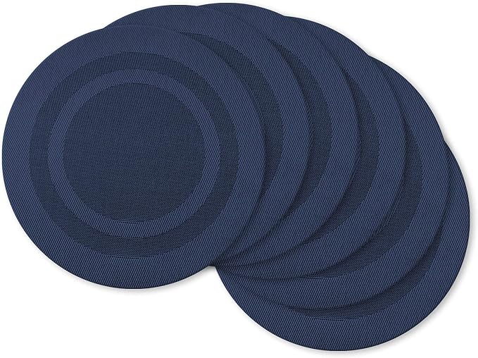 DII PVC Tabletop Collection Woven Indoor/Outdoor, Round Placemat Set, Nautical by DII