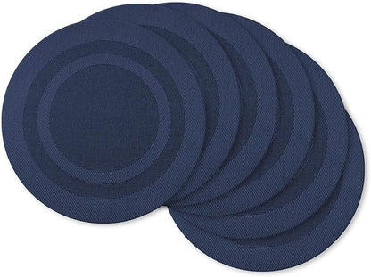 DII PVC Tabletop Collection Woven Indoor/Outdoor, Round Placemat Set, Nautical by DII