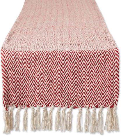 DII Woven Basic Tabletop Collection Chevron Table Runner, Tango Red by DII