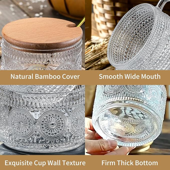 DOPUDO Vintage Glass Coffee Mugs, Overnight Oats Containers - Image 4