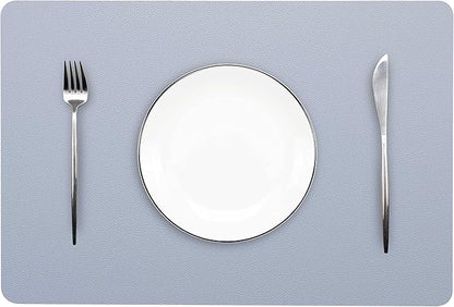Wipeable Placemats Leather Table Mats Waterproof Heat-Resistant Easy to Clean for Dining Table Set Kitchen Table (2, Pale Blue)