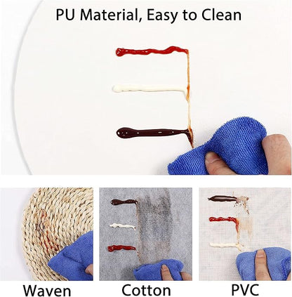 Set of 8 PU Leather Placemats, Waterproof Coffee Coasters, Kitchen Table Mats, Easy to Wipe Off for Dining Round Table