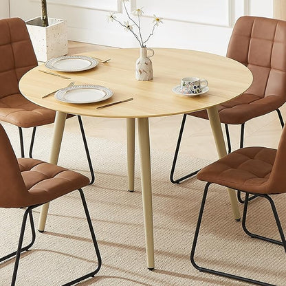 43.3 Inch Cream Round Dining Table for 4, Space-Saving Dinette Perfect for Kitchen Dining Living Room(Cream Table)