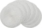 AHHFSMEI Round Braided Placemats 15 Inch Round Table Mats for Dining Tables Natural Woven Heat Resistant Place mats Set of 6 (Silver Shine)