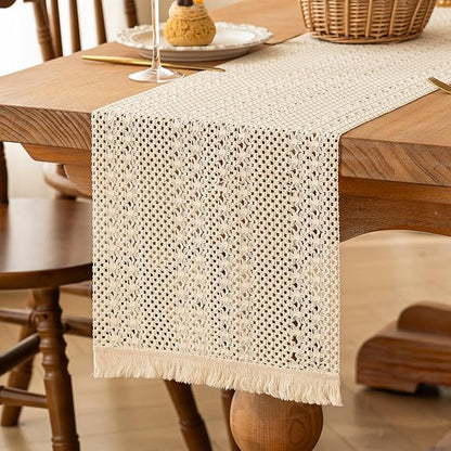 Boho Fall Table Runner Burlap for Home Kitchen Decor 12x72 Inch | 72 Inch Long by FEXIA