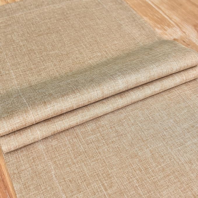 NEWISHER Farmhouse Rustic Faux Linen Solid Flaxen Table Runner 13x36inch | - Image 5