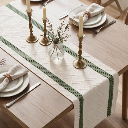Artoid Mode Army Green Stripe Woven Rustic Table Runner 12x72 Inch | Holiday - Image 4
