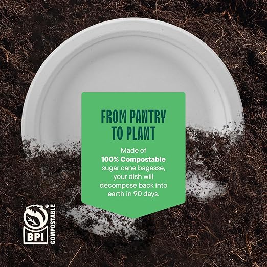 100% Compostable Paper Plates, Heavy Duty Disposable Plates 9 Inch Plates - Image 6