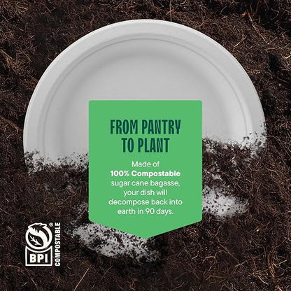 100% Compostable Paper Plates, Heavy Duty Disposable Plates 9 Inch Plates - Image 6