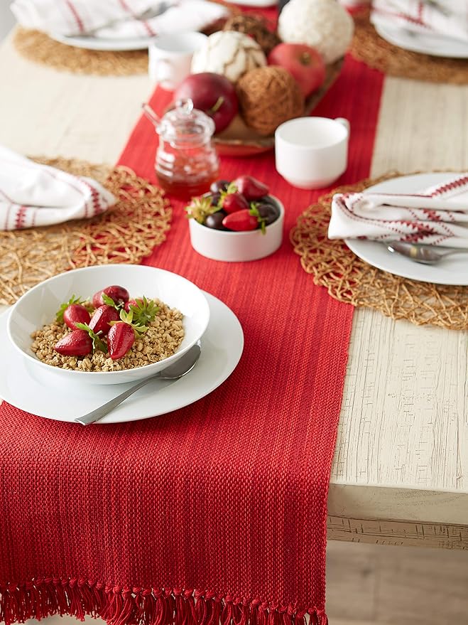 DII Variegated Tabletop Collection, Table Runner3x108, Tango Red - Image 5