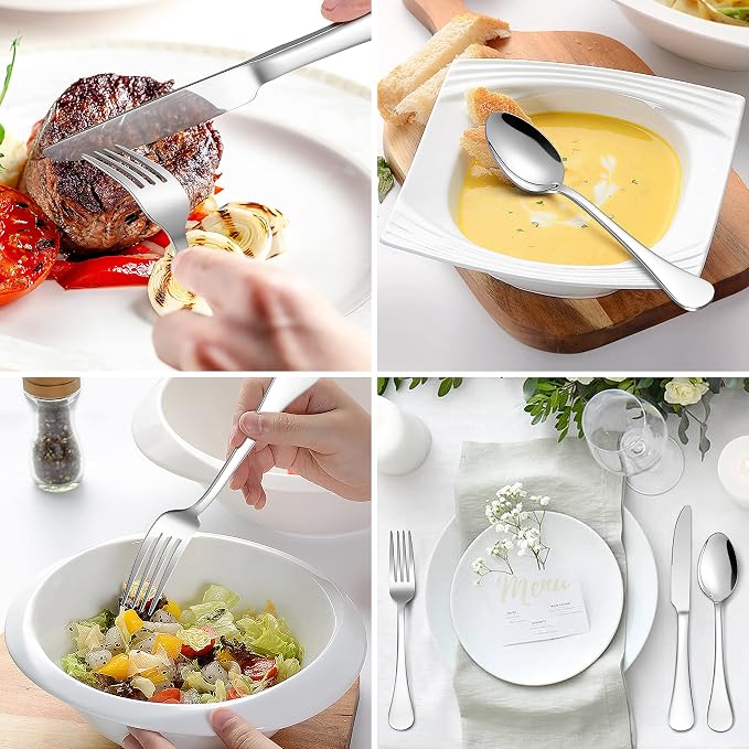 LIANYU Silverware 18/10 Stainless Steel, Flatware Cutlery Set Service - Image 4