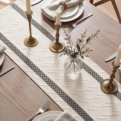 Artoid Mode Dark Grey Stripe Woven Rustic Table Runner 12x48 Inch | Holiday - Image 4