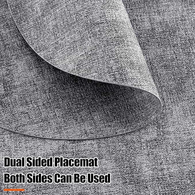 Homaxy Round Faux Leather Placemats and Coasters, Wipeable Place Mats, - Image 3