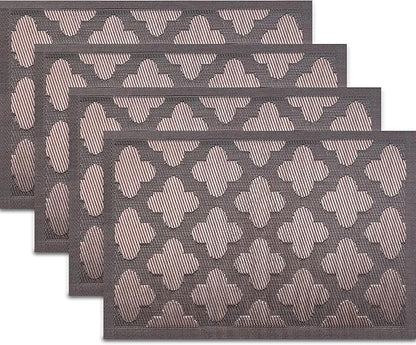 Elegant Placemats Vinyl Woven Heat-Resistant Placemats Set of 4 Washable Easy to Clean Table Mats for Dining Room and Decorate (Brown)