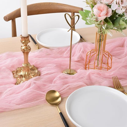 Pink Cheesecloth Table Runner Cheese Cloth Wedding Birthday Party Decor | 10Ft - Image 3
