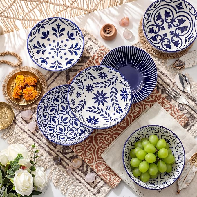 Cereal Bowls, 28 Ounce Ceramic Soup Bowls Set of 6, Large Bowl Set - Image 9
