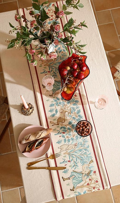 patdrea Designer Idyll Linen Table Runner, Vintage Beige Farmhouse - Image 6