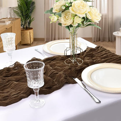 12 Pack 10Ft Brown Cheesecloth Table Runner 23 x 120 Inch | Gauze Rustic Boho - Image 6