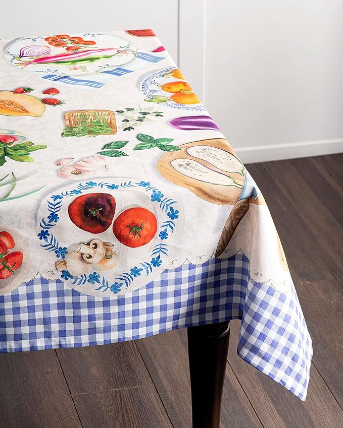 Maison d' Hermine Table Cloth Rectangle Table 100% Cotton 70 x 120 Inches Tablecloth Reusable Decorative for Dining Room Farmhouse Home Valentines Day Decorations Spring Summer - Gourmand