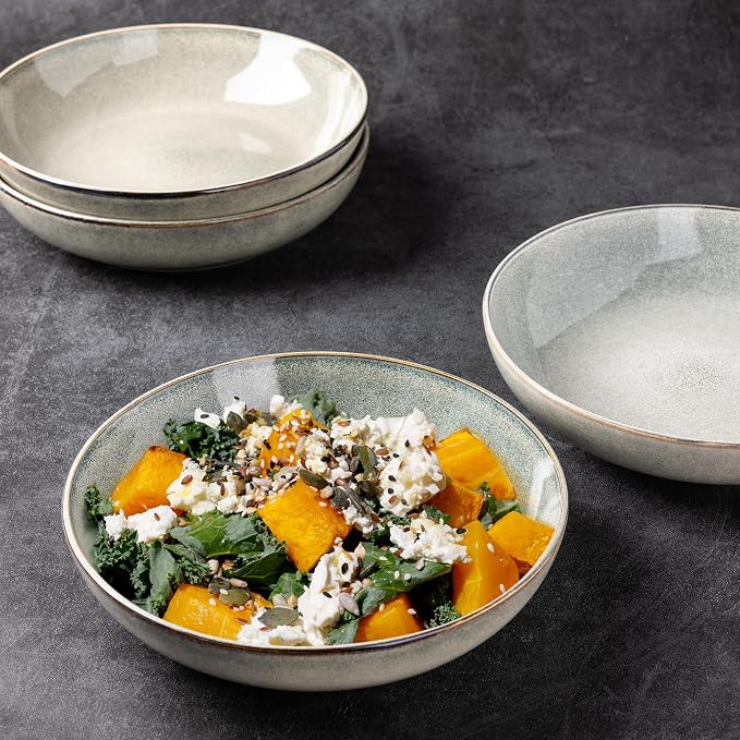 AmorArc 8.5'' Large Pasta Bowls, 36oz Stoneware Wide Serving Bowls Set of 4 - Image 7