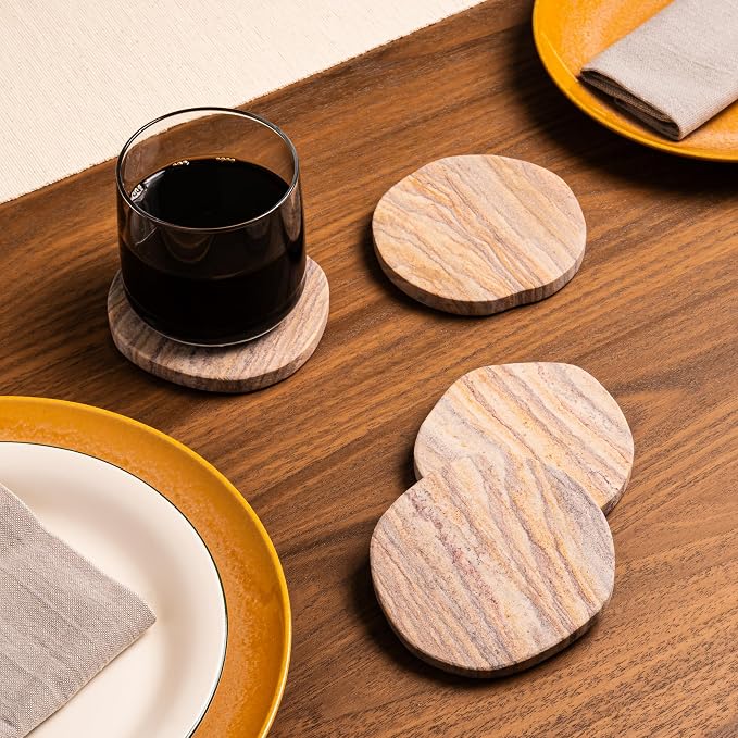 Cork & Mill Absorbent Sandstone Coasters - Image 2