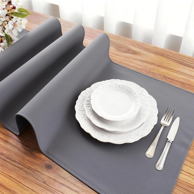 FOLINS&HOME Grey Waterproof Decorative Table Runner 90 Inches Long | 210GSM - Image 3