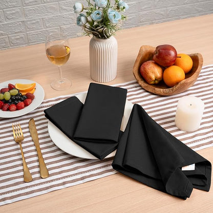 Blue Needles Solid Cloth Napkins Set of 6 Black 100% Cotton Dinner Napkins 18x18 inches - Soft, Reusable, Absorbent & Washable Linen, Ideal for Christmas Events, Parties & Everyday Use