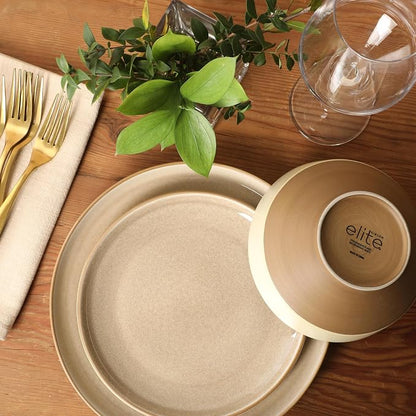 Gibson Elite Octavia Place 16 Piece Stoneware Dinnerware Set, Service - Image 3