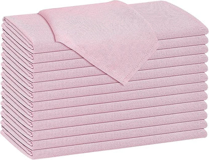 Ruvanti Cloth Napkins Set of 12, 18x18 Reusable Napkins Cloth Washable, Soft & Durable Table Napkin, Poly Cotton Fabric Dinner Napkins for Parties, Christmas, Thanksgiving, Weddings - Pink
