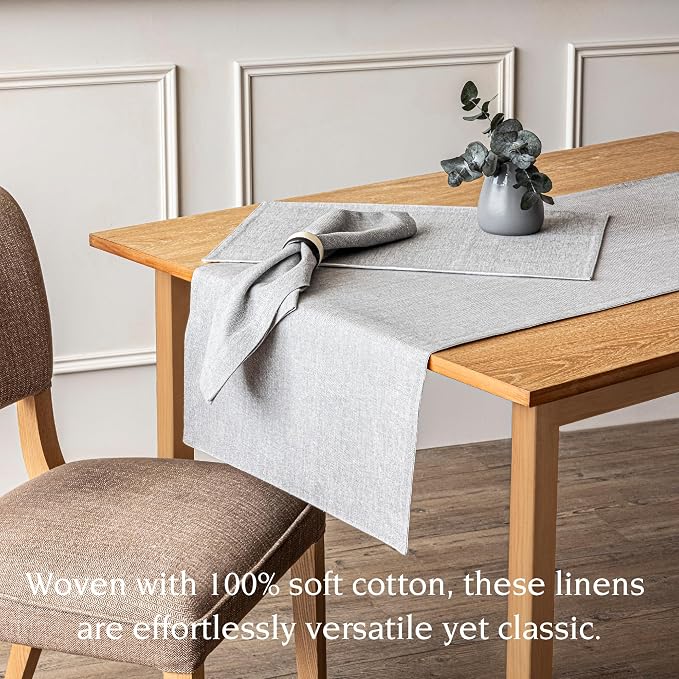Over&Back 18x108 Woven Chambray Cotton Table Runner - Image 3