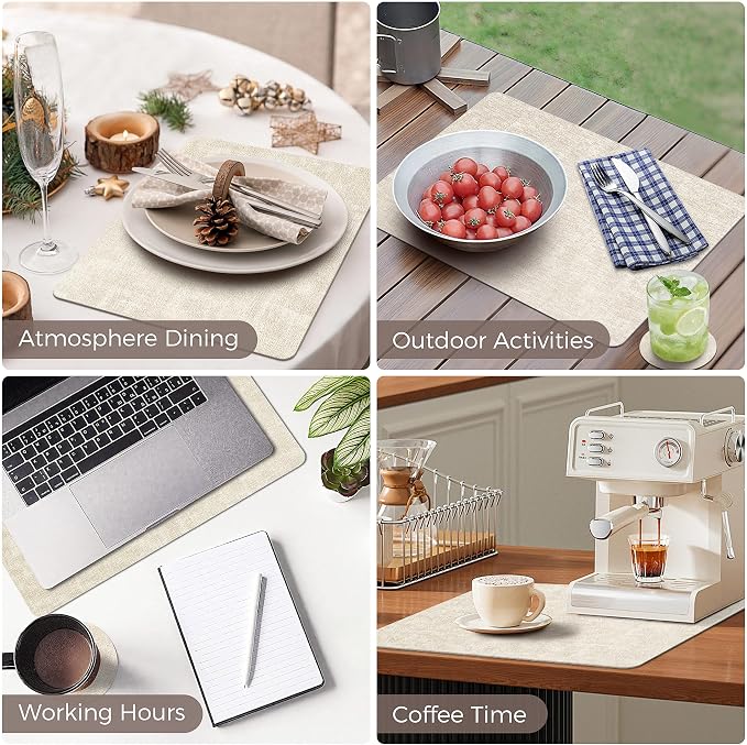 NCUE Vinyl Placemats Set of 12, Heat Resistant, Nonslip Faux Leather Waterproof - Image 6