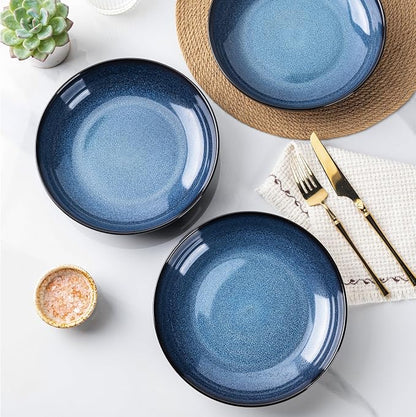 LERATIO 9.0" Ceramic Pasta Bowls Set of 4, 38oz Large Stoneware Bowls Set | - Image 3