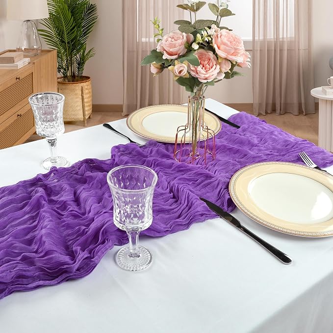 12 Pack 10Ft Dark Purple Cheesecloth Table Runner 23 x 120 Inch | Gauze Rustic - Image 6