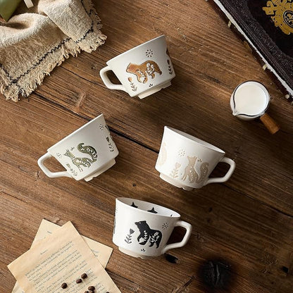 12 oz Vintage Ceramic Coffee Mug Set of 4 - Image 9