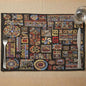 DaDa Bedding Bohemian Ethnic Ornaments Tapestry Placemats - Set of 4-Pieces Greek Ethnic Calligraphy Geometric Colorful Dark Black Design - Decorative Cotton Woven Kitchen Dining Mats - 13” x 19”