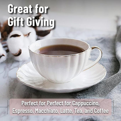 BTaT- Cappuccino Cups with Saucers 7 oz, Dishwasher Safe, Au Lait, Flat White - Image 5