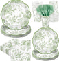Kochorie 144 Pieces Sage Green Floral Paper Plates and Napkins Party Supplies by Kochorie