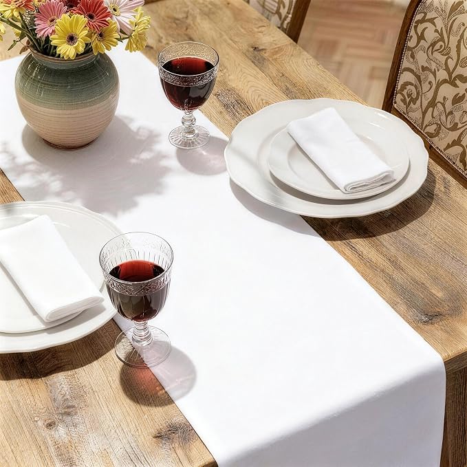 MEANMOY White Table Runner 72 Inches Long Waterproof Table Runners | Washable - Image 6