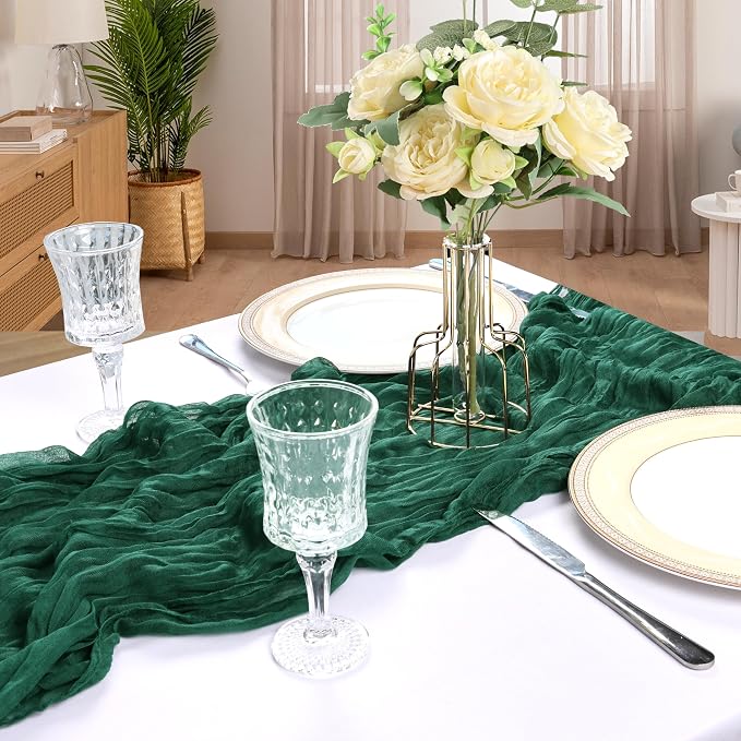 6 Pack 10Ft Emerald Green Cheesecloth Table Runner 23 x 120 Inch | Gauze Rustic - Image 6