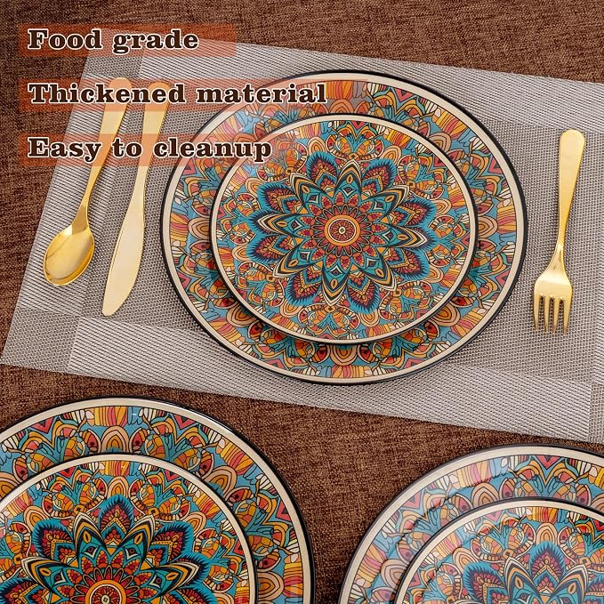 60PCS Bohemian Plastic Plates - Image 9