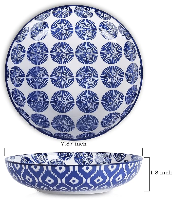 Selamica Porcelain 26 Ounce Pasta Bowls Set of 6, 8 inch Wide and Shallow Salad - Image 2