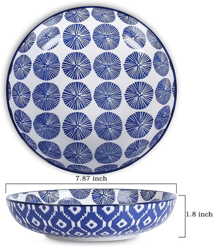 Selamica Porcelain 26 Ounce Pasta Bowls Set of 6, 8 inch Wide and Shallow Salad - Image 2